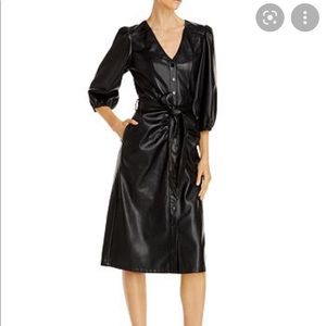 LUCY PARIS Black leather button up dress